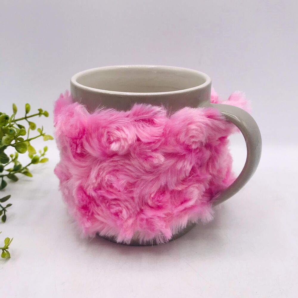 Handmade Mug Cozy, Light Pink Swirled Fleece, Hot Drink Cozy, Stocking Stuffer